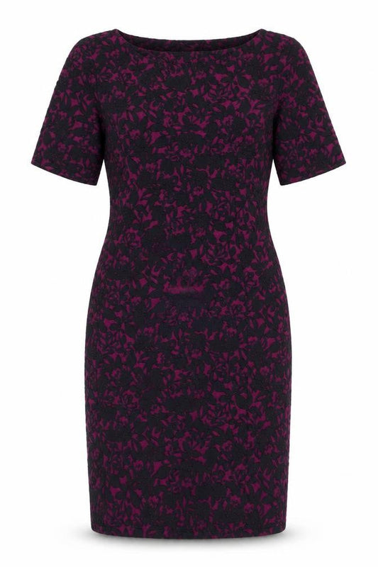 Wallis Women Purple Floral Dress, Size 12, Half Sleeve