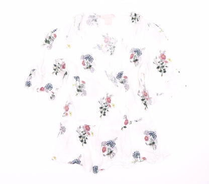 Oasis Women's Multicoloured Floral Wrap Blouse Size 10