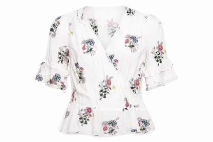 Oasis Women's Multicoloured Floral Wrap Blouse Size 10