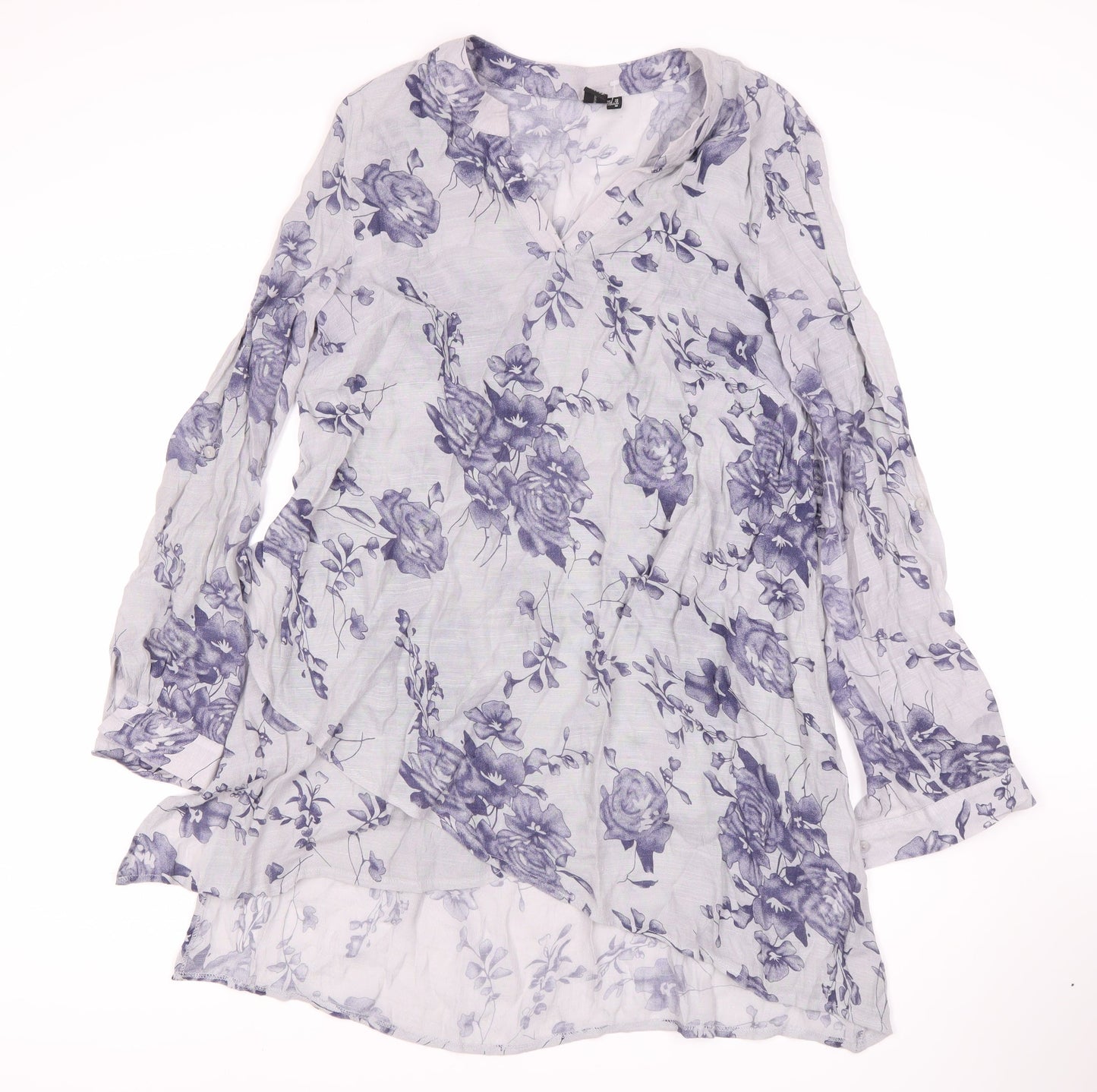 Izabel London Women's Blue Floral V-Neck Blouse Size 10