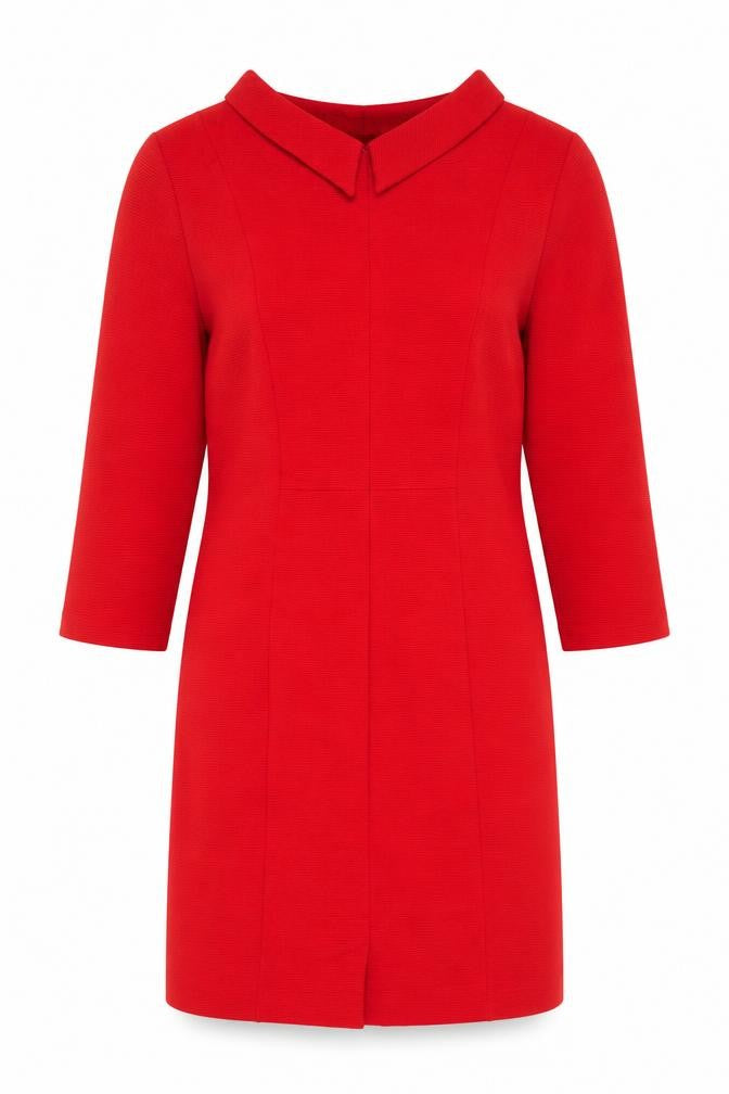 Hobbs Women's Red Shift Dress Medium Knit 3/4 Sleeves