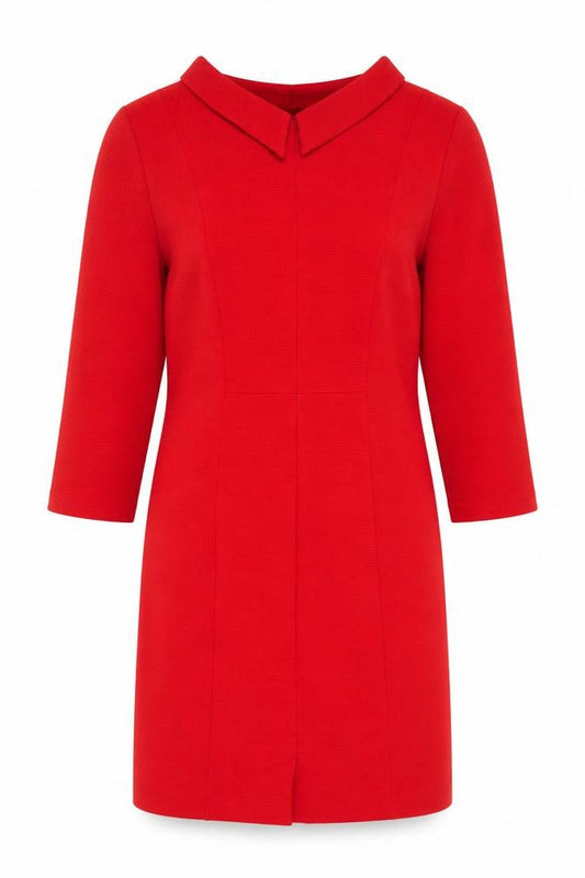 Hobbs Women's Red Shift Dress Medium Knit 3/4 Sleeves