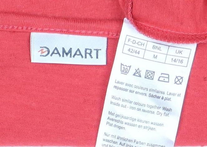 Damart Women's Red Beaded Linen T-Shirt - M, Casual