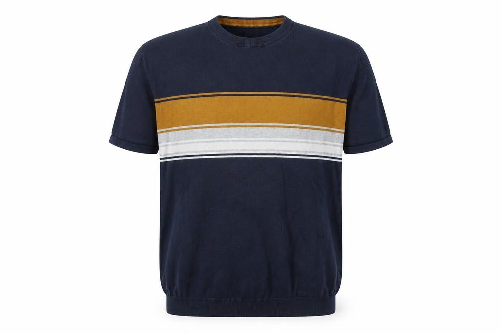 Next Men's Blue Striped 2XL Cotton Pullover Jumper