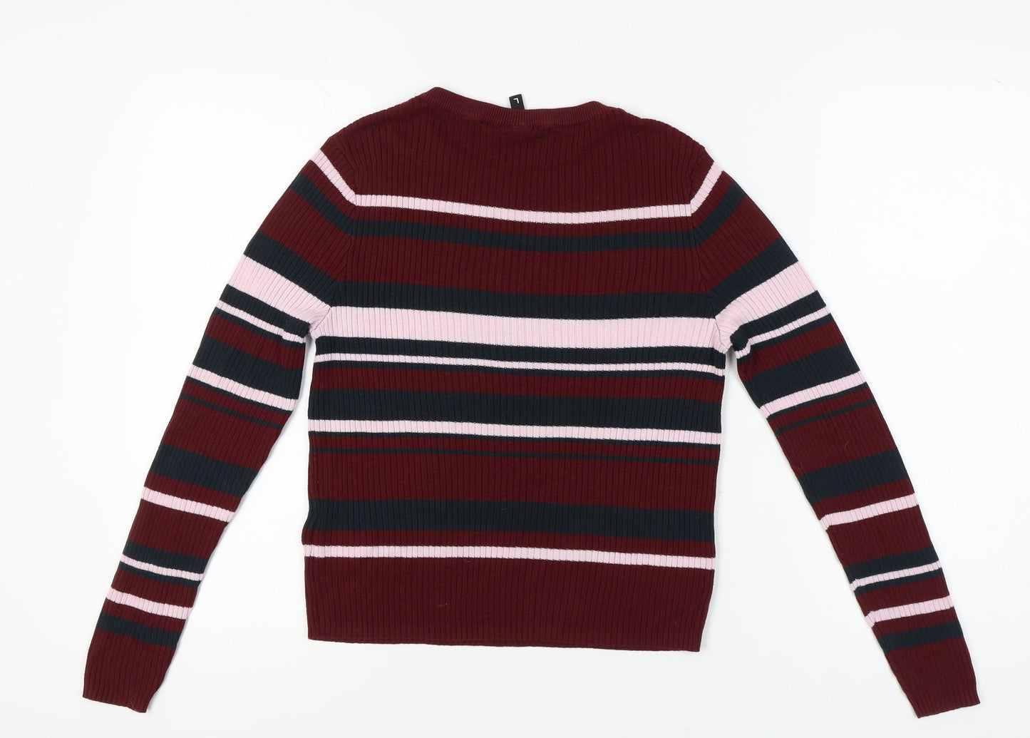 H&M Women's Multicoloured Striped Pullover Jumper, Size L