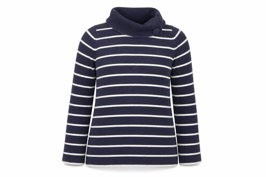 Marks & Spencer Women's Blue Stripe Cowl Neck Jumper