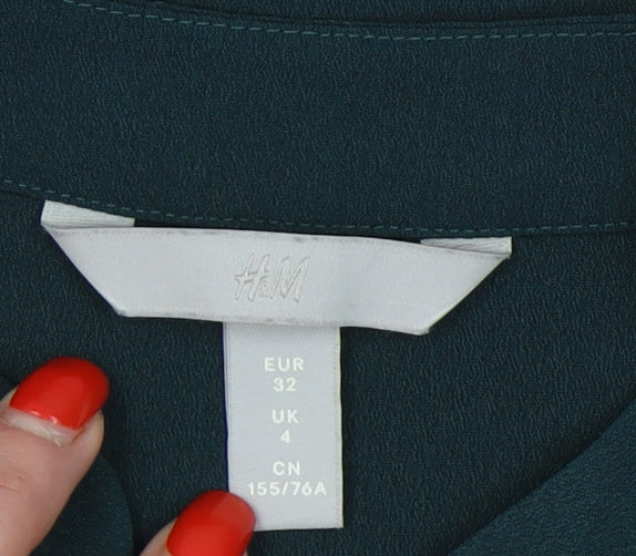 H&M Women's Green Size 4 Collared Blouse