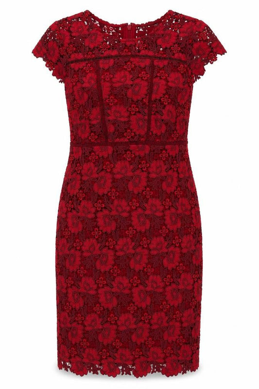 Marks & Spencer Women’s Red Floral Lace Dress Size 14