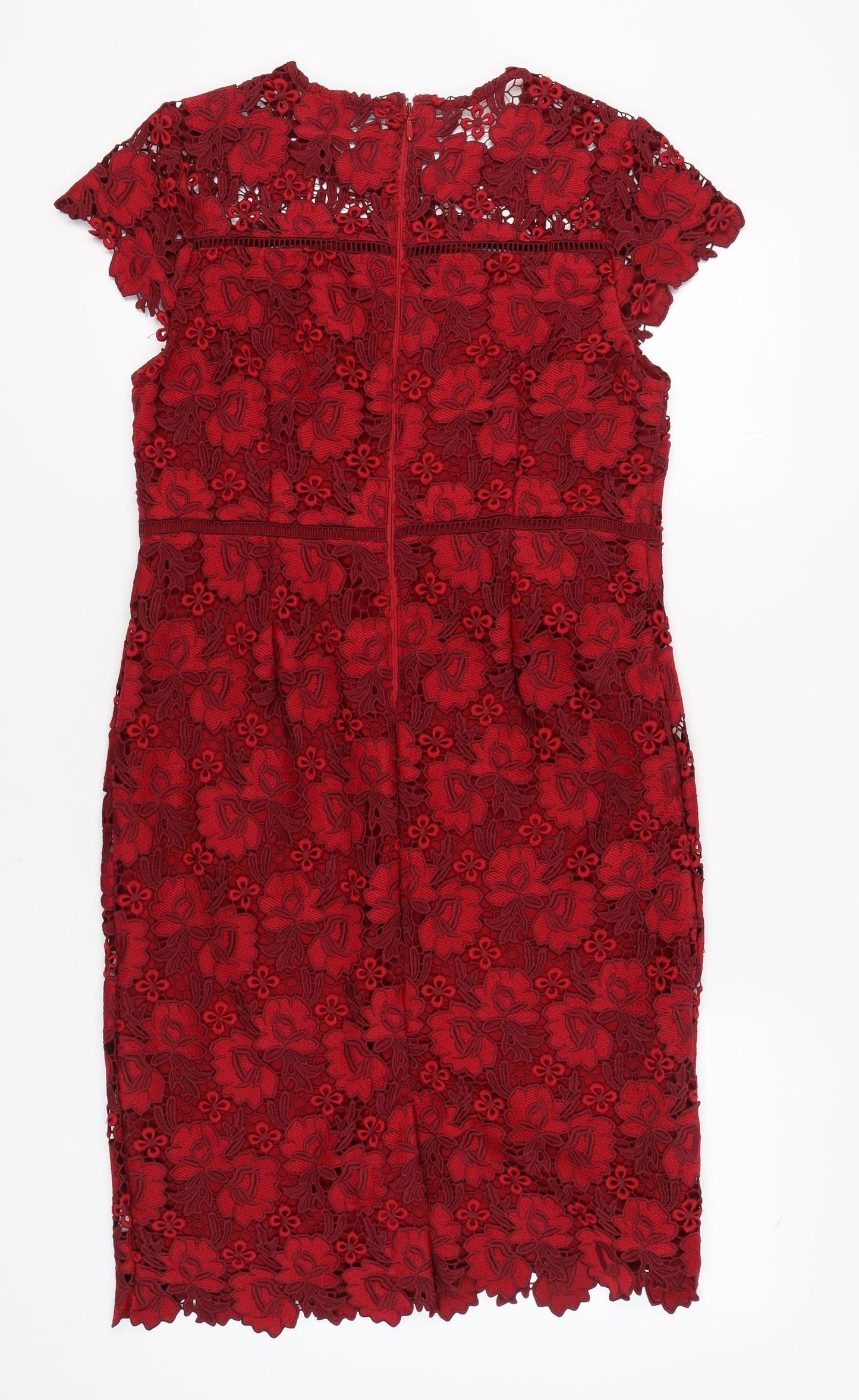 Marks & Spencer Women’s Red Floral Lace Dress Size 14