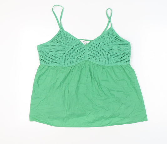 Marks and Spencer Green Cotton Camisole Tank - Size 12