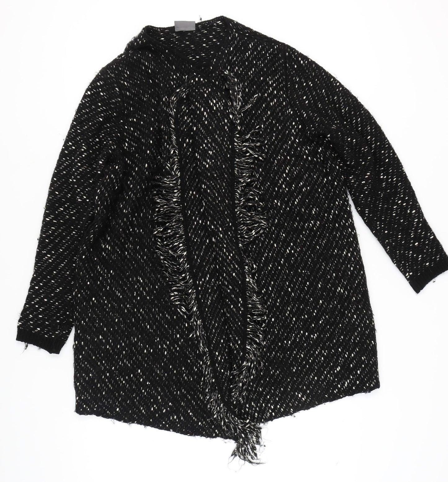 Yessica Women's Black Open Front Cardigan, Size M, Long Sleeve
