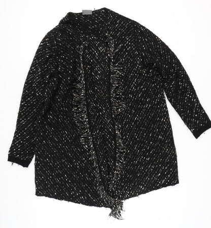 Yessica Women's Black Open Front Cardigan, Size M, Long Sleeve