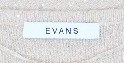 Evans Women's Pink V-Neck Pullover Jumper Size 18