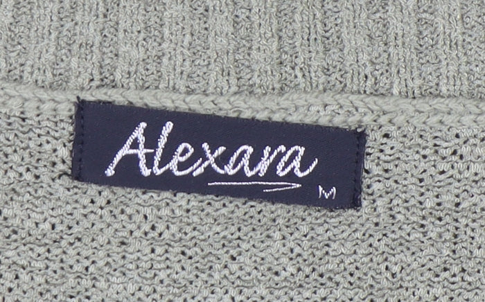 Alexara Women's Green Cardigan, M, V-Neck, 3/4 Sleeve