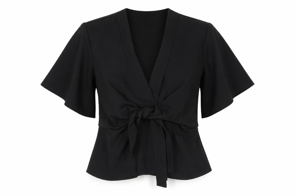 AD LIB Black Women's Wrap Blouse, Size 10