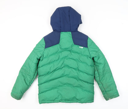 Back view of Wedze boys’ green puffer jacket - 10 years