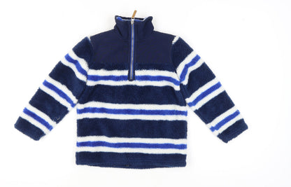 Additional front view of Joules girls’ blue striped pullover sweatshirt 5-6 years
