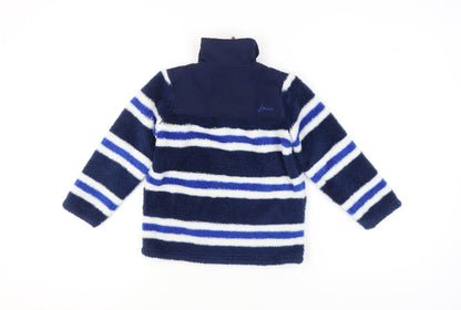 Back view of Joules girls’ blue striped pullover sweatshirt 5-6 years