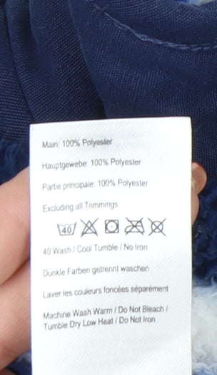 Close-up detail of Joules girls’ blue striped pullover sweatshirt 5-6 years