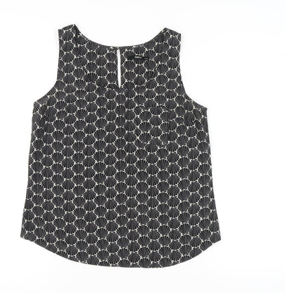 Oasis Women's Black Geometric Sleeveless Blouse Size 12