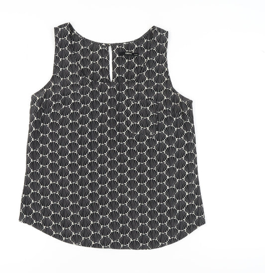 Oasis Women's Black Geometric Sleeveless Blouse Size 12