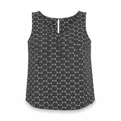 Oasis Women's Black Geometric Sleeveless Blouse Size 12