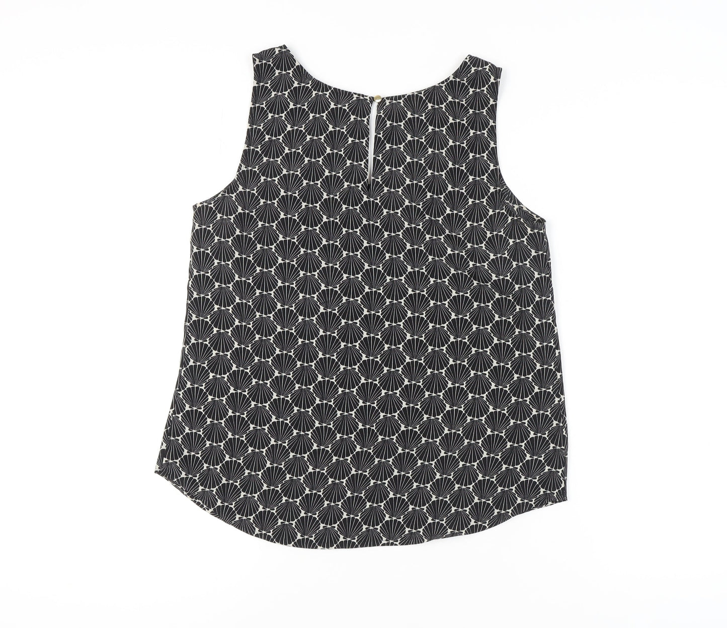 Oasis Women's Black Geometric Sleeveless Blouse Size 12
