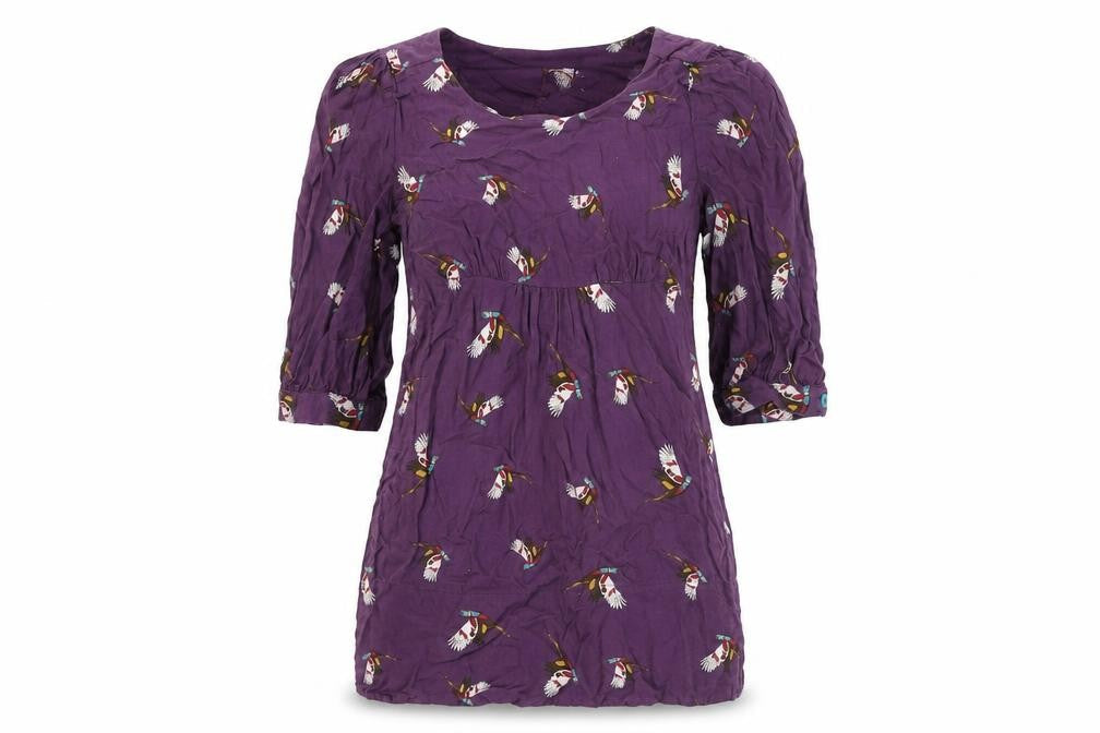 Joules Women's Purple Tunic XS Balloon Sleeve