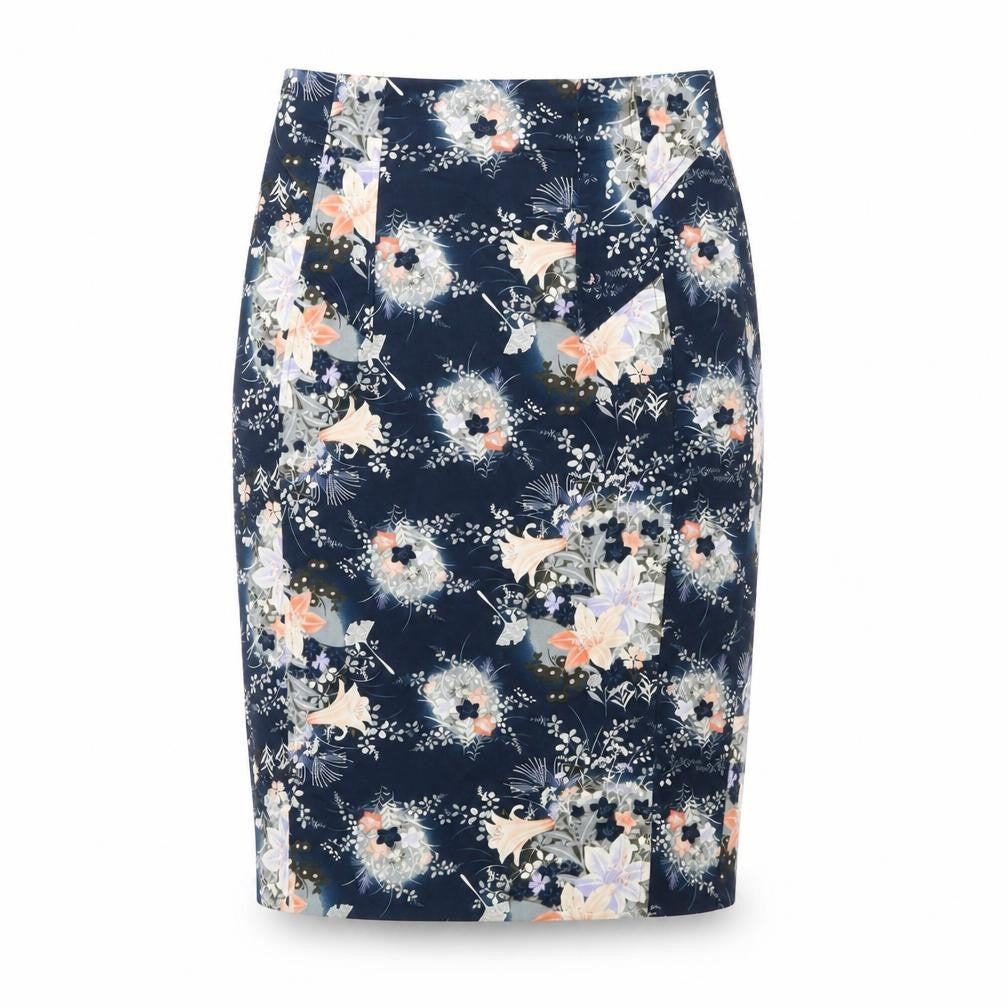 Oasis Women's Blue Floral Pencil Skirt Size 8