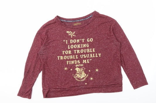 Harry Potter Women's Red Graphic Print T-Shirt L