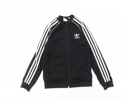 Additional front view of Adidas boys’ black track jacket 9-10 years full zip sports