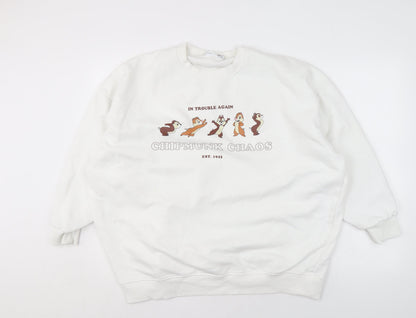 Preloved Disney Women's White Chip 'n' Dale Pullover Graphic Sweatshirt Size 18 - Front