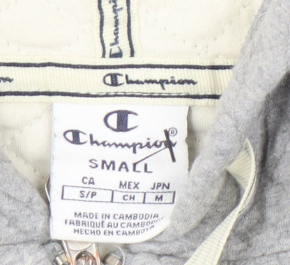 Champion Men’s Grey Full Zip Hoodie - Small, Quilted Style