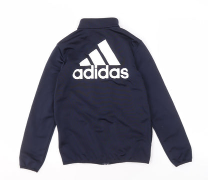 Back view of Adidas boys’ blue track jacket 9-10 years