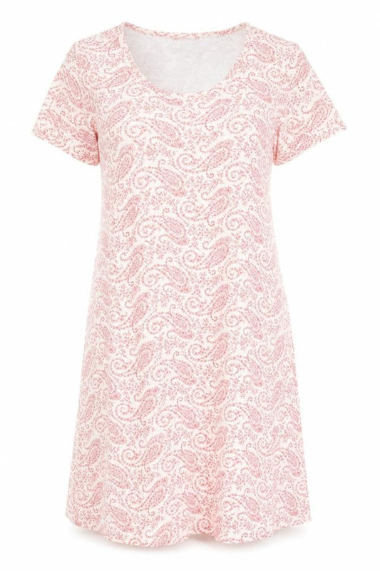 Lands' End Women's Pink Paisley Scoop Neck Dress S