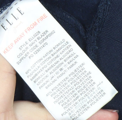 Close-up detail of ELLE girls’ blue pullover hoodie -, size 14/15, years