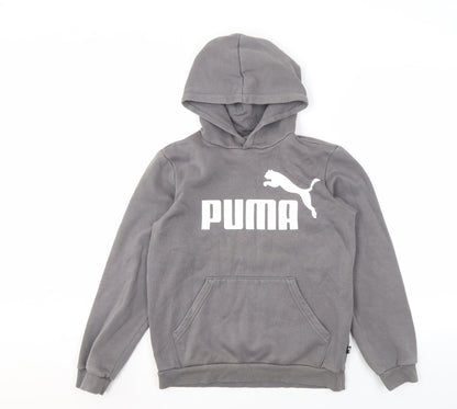 Additional front view of Puma girls’ grey pullover hoodie xl graphic print