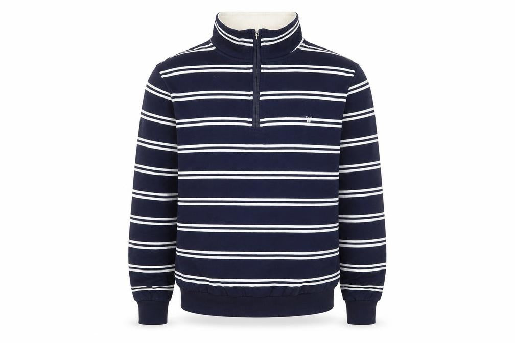 WoolOvers Men's Blue Striped Sweatshirt, Size S, Jersey
