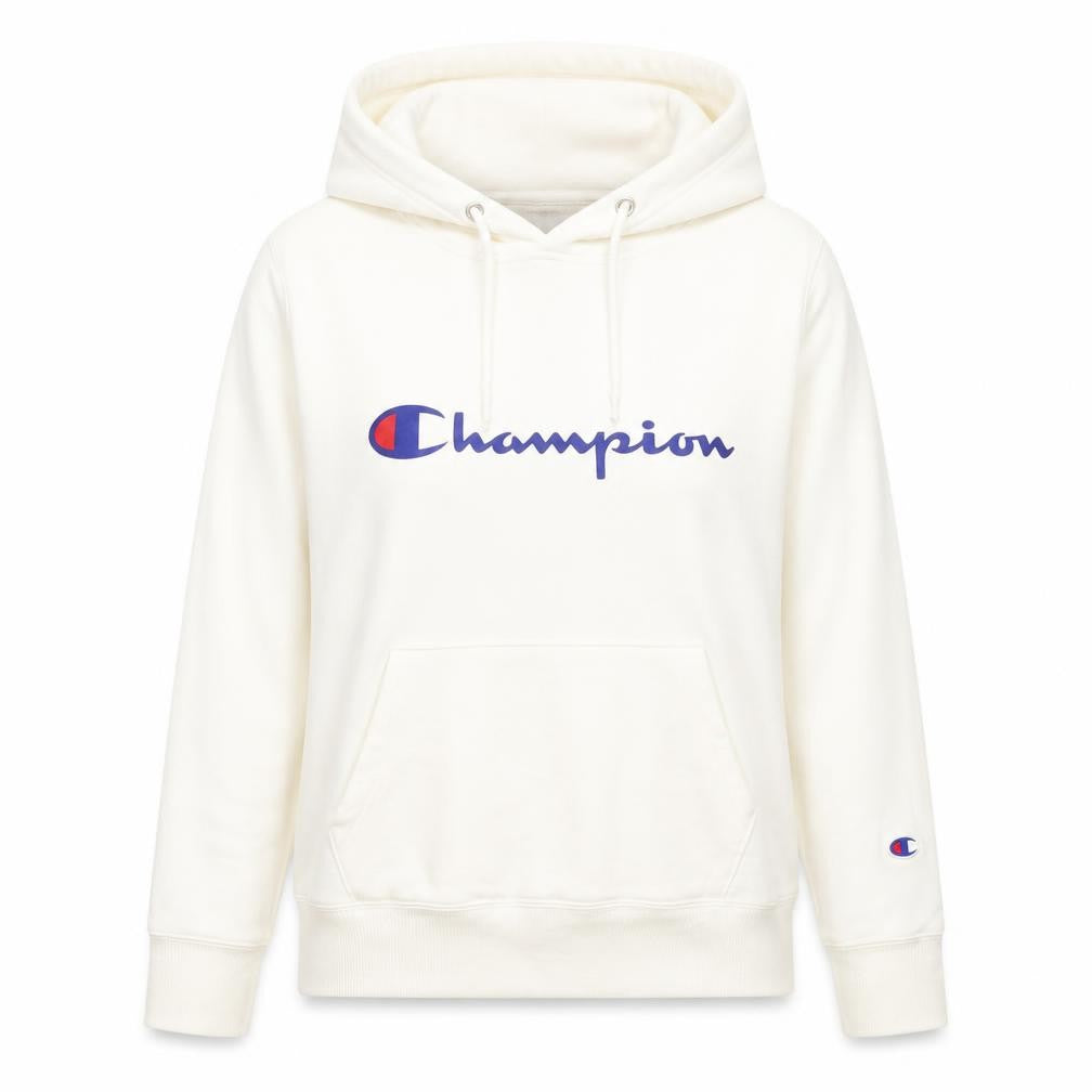 Champion Unisex White Hoodie M - Logo, Casual, Fleece
