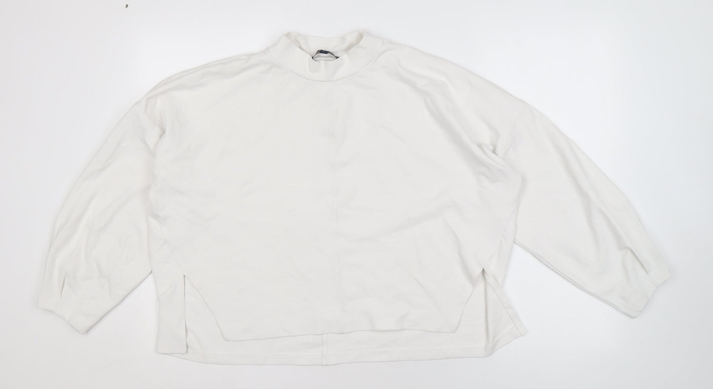French Connection Women's White Mock Neck Sweatshirt L