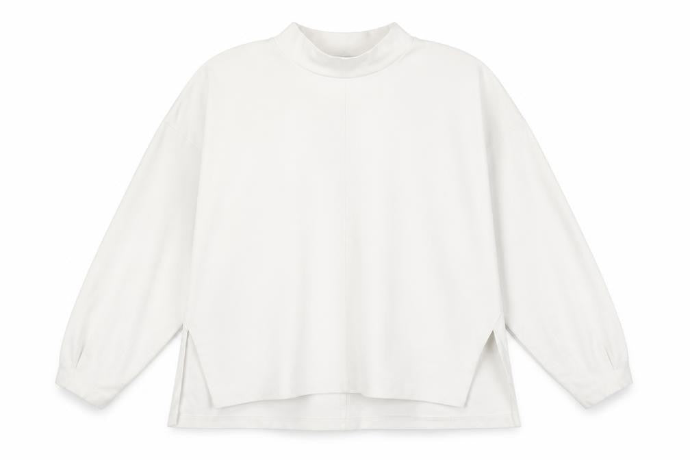 French Connection Women's White Mock Neck Sweatshirt L