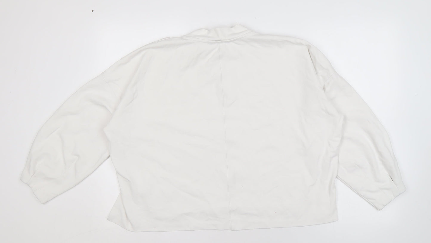 French Connection Women's White Mock Neck Sweatshirt L