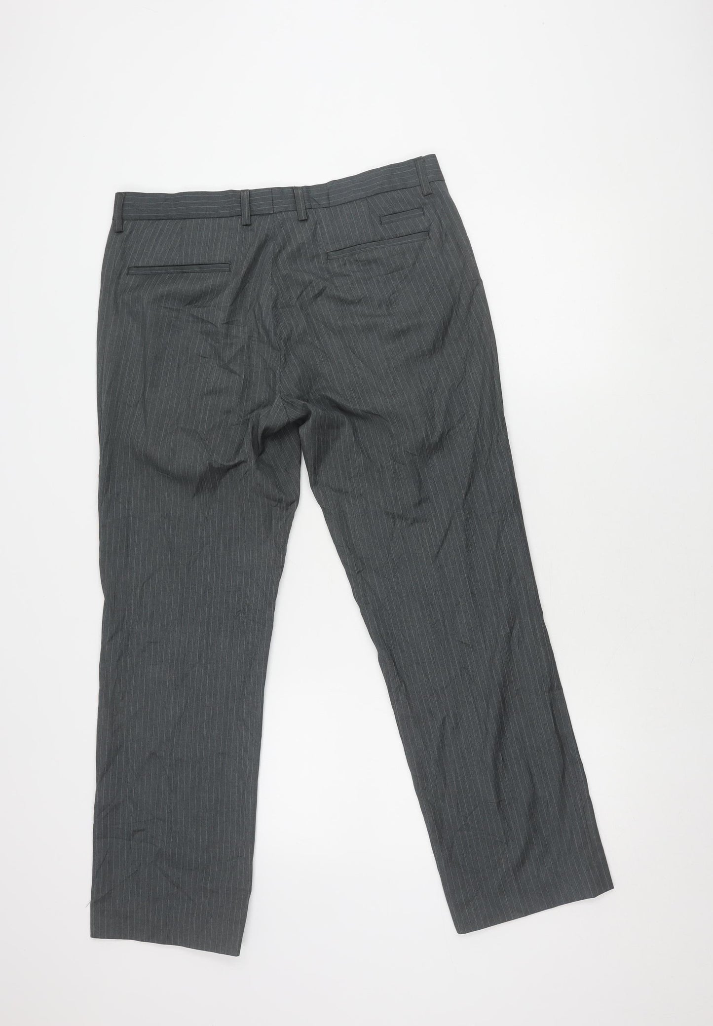 Butler and Webb Men's Grey Striped Business Trousers 34