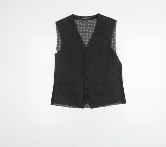 Next Men's Grey Wool Waistcoat Size 38R Regular Fit