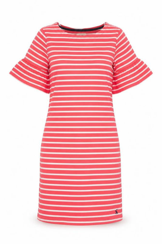 Joules Women's Red Striped T-Shirt Dress, Size 8, Nautical Style