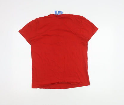 Back view of Adidas Men's Red Graphic Tee, size S