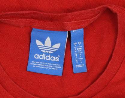 Close-up detail of Adidas Men's Red Graphic Tee, size S