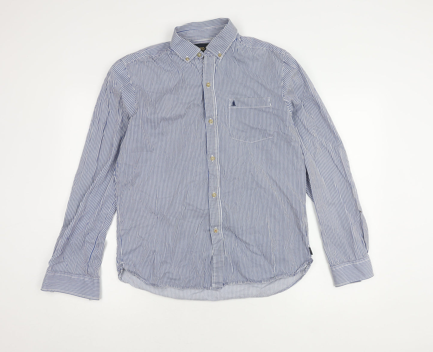 Musto Men's Blue Striped Button-Up Shirt, M