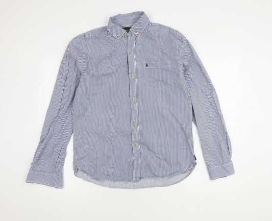 Musto Men's Blue Striped Button-Up Shirt, M