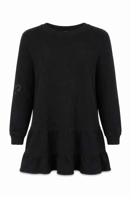 Hush Black Dress, Women, Size 6, Long Sleeve, Ruffle Accents
